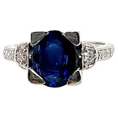 Art Deco Saphir Ring 1,91ct Single Cut Diamanten Original 1930''s Antique Plat