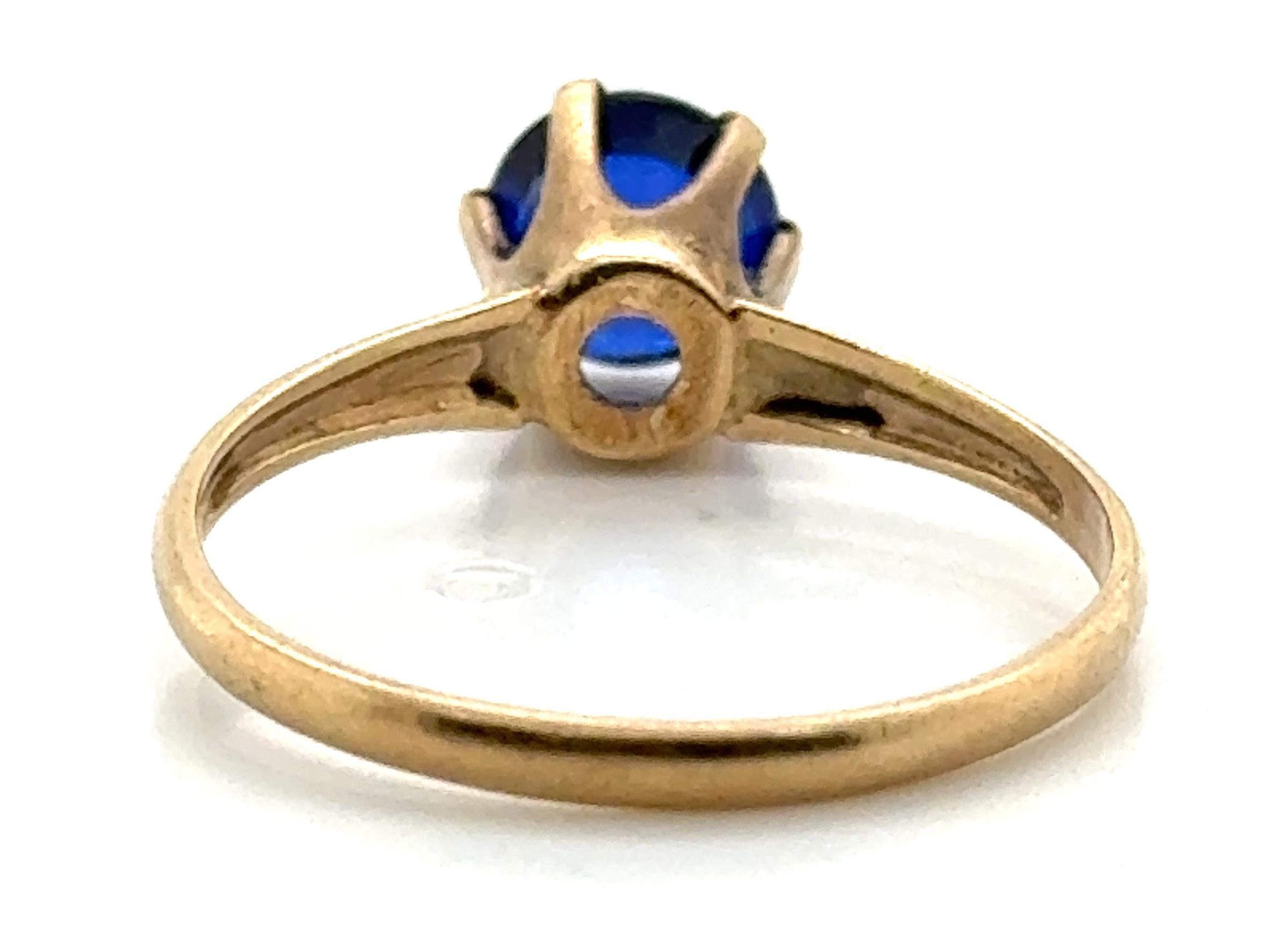 Women's Art Deco Sapphire Ring 1ct Round Solitaire Original 1930s-1940s Antique MH Trade