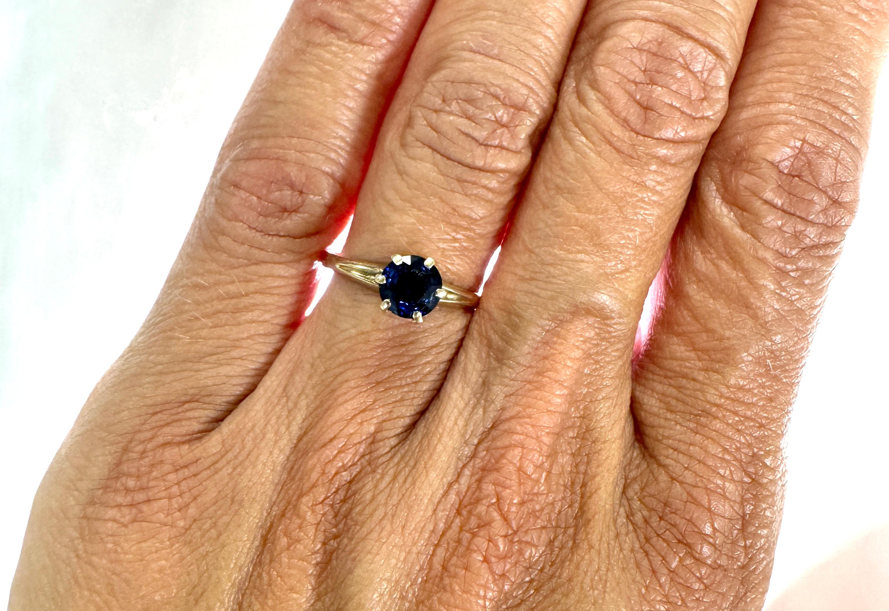 Art Deco Sapphire Ring 1ct Round Solitaire Original 1930s-1940s Antique MH Trade 1