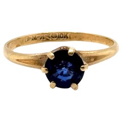 Art Deco Sapphire Ring 1ct Round Solitaire Original 1930s-1940s Antique MH Trade