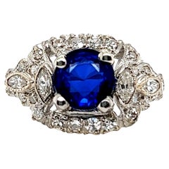 Art Deco Sapphire Ring 2.45ct Marquise Diamonds Original 1920s Antique Platinum