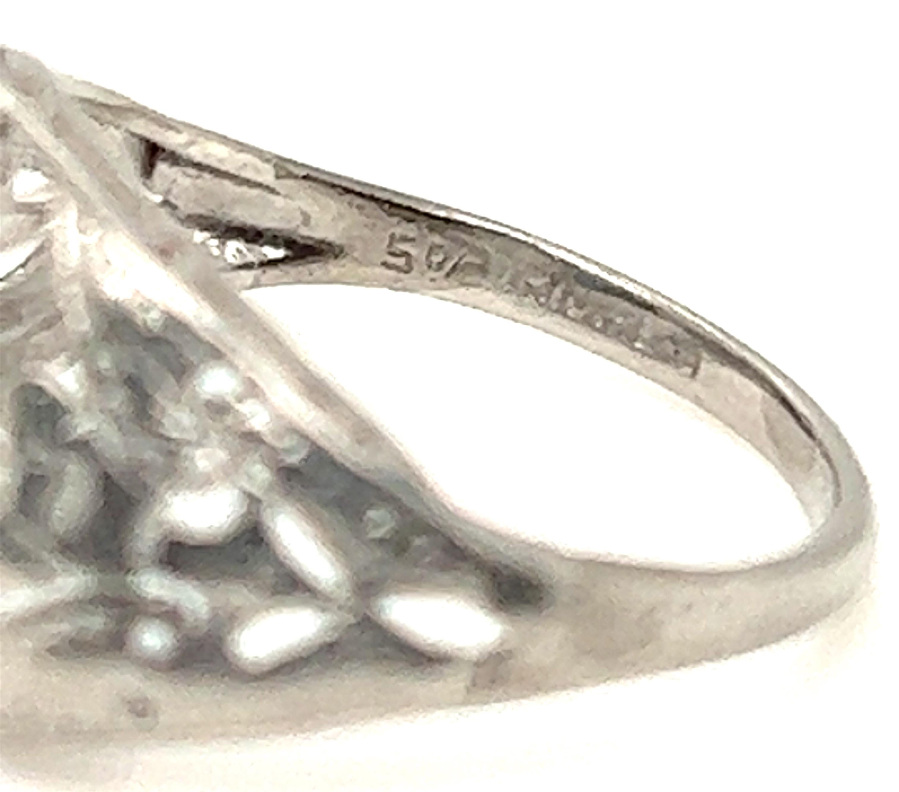 Women's Art Deco Sapphire Ring .52ct Vintage Antique Flowers Platinum