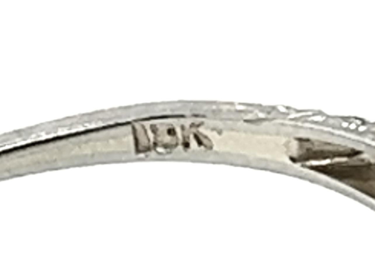Art Deco Saphir-Ring .56ct rund natürliche Original 1930er Jahre Antike Blumen 18K Damen
