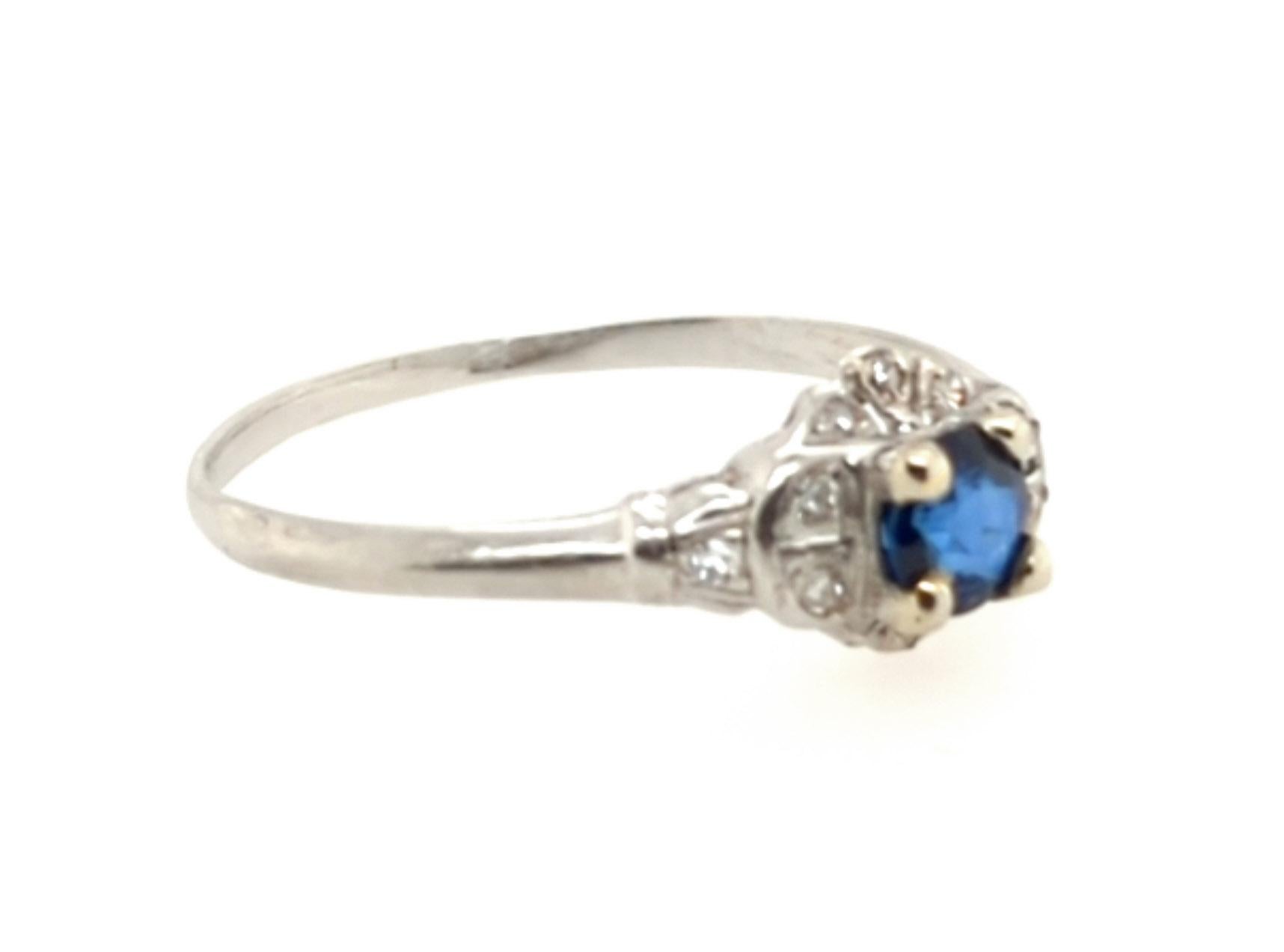 Art déco Bague saphir art déco .80ct diamants taille unique 1930's Antique Platine en vente