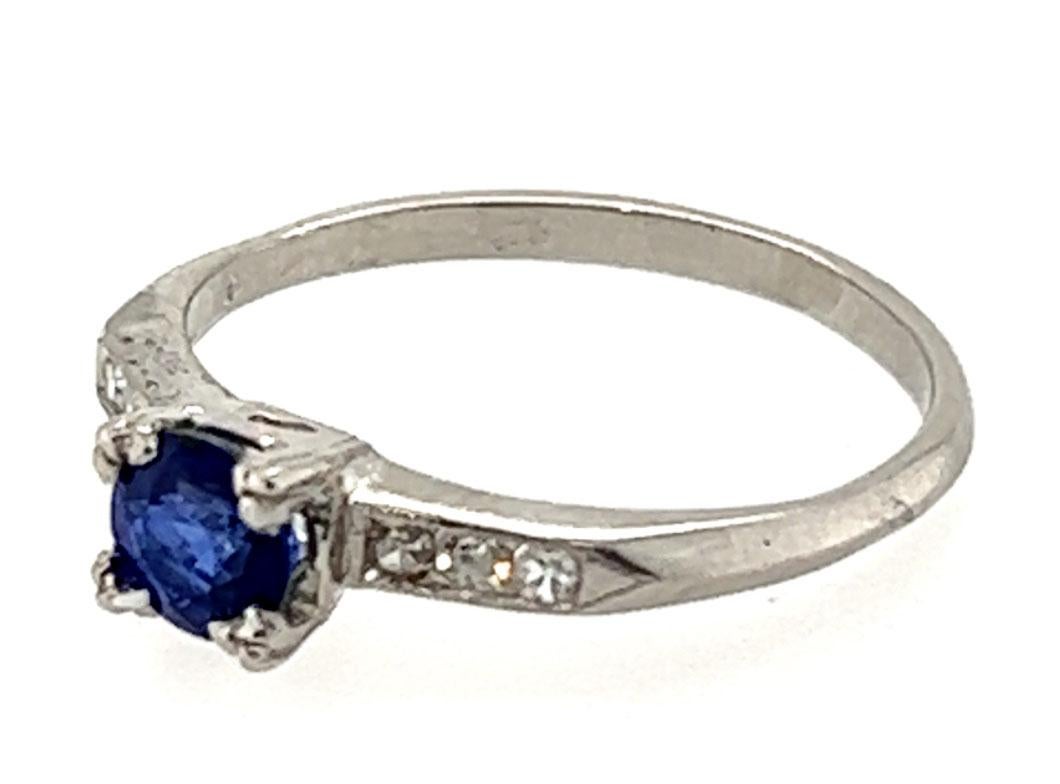 Art Deco Saphir Ring .82 Karat Einzelschliff Diamanten Original 1930''s Antike Platin (Art déco)