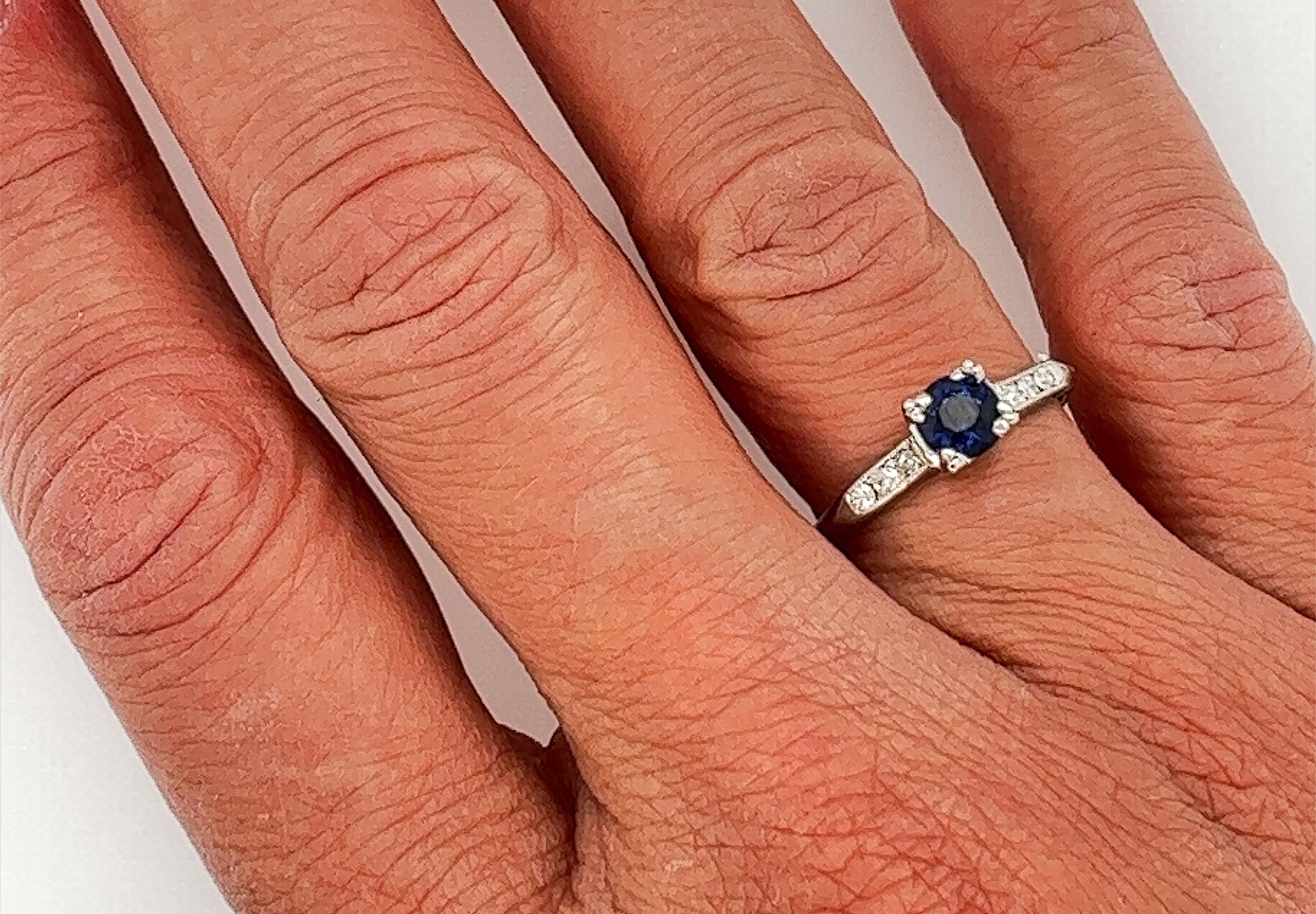 Art Deco Saphir Ring .82 Karat Einzelschliff Diamanten Original 1930''s Antike Platin 1