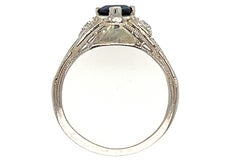 Art Deco Sapphire Ring .86 Carat Old European Original 1930s Baskin Brothers 18k