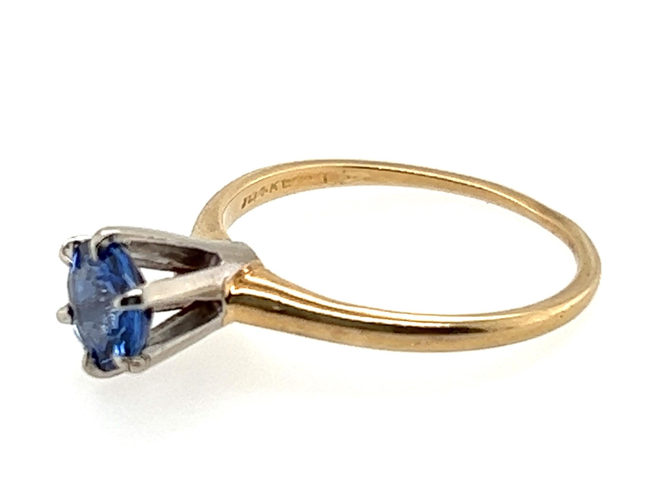 Art Deco Sapphire Ring .86ct Round Solitaire Original 1930s-1940s Antique 14k In Excellent Condition For Sale In Dearborn, MI