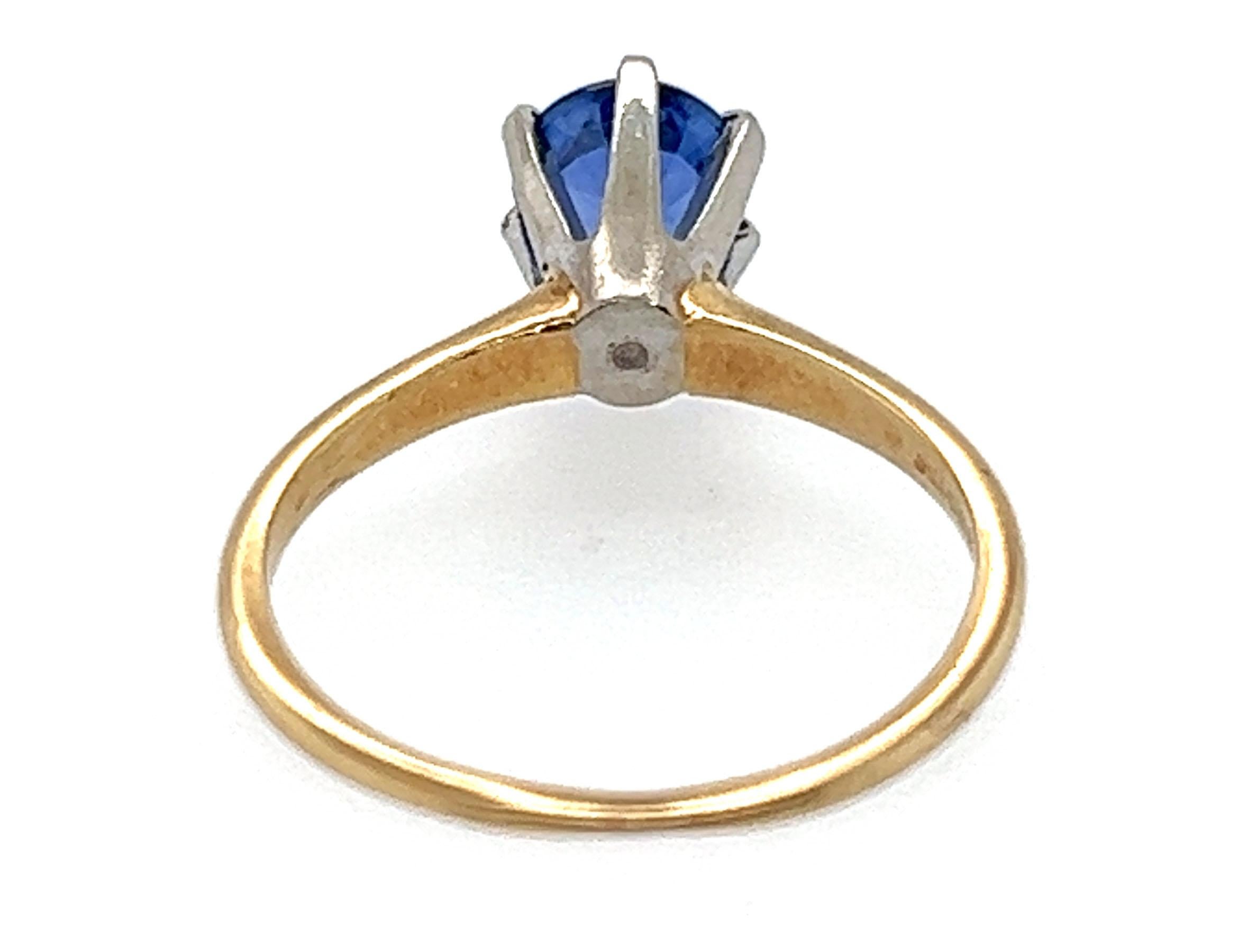 Art Deco Sapphire Ring .86ct Round Solitaire Original 1930s-1940s Antique 14k For Sale 1