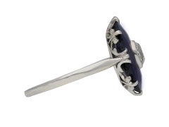 Art Deco sapphire ring with diamond set centre, circa 1920.