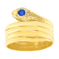 Antique Art Deco Sapphire-Set Gold Snake Ring