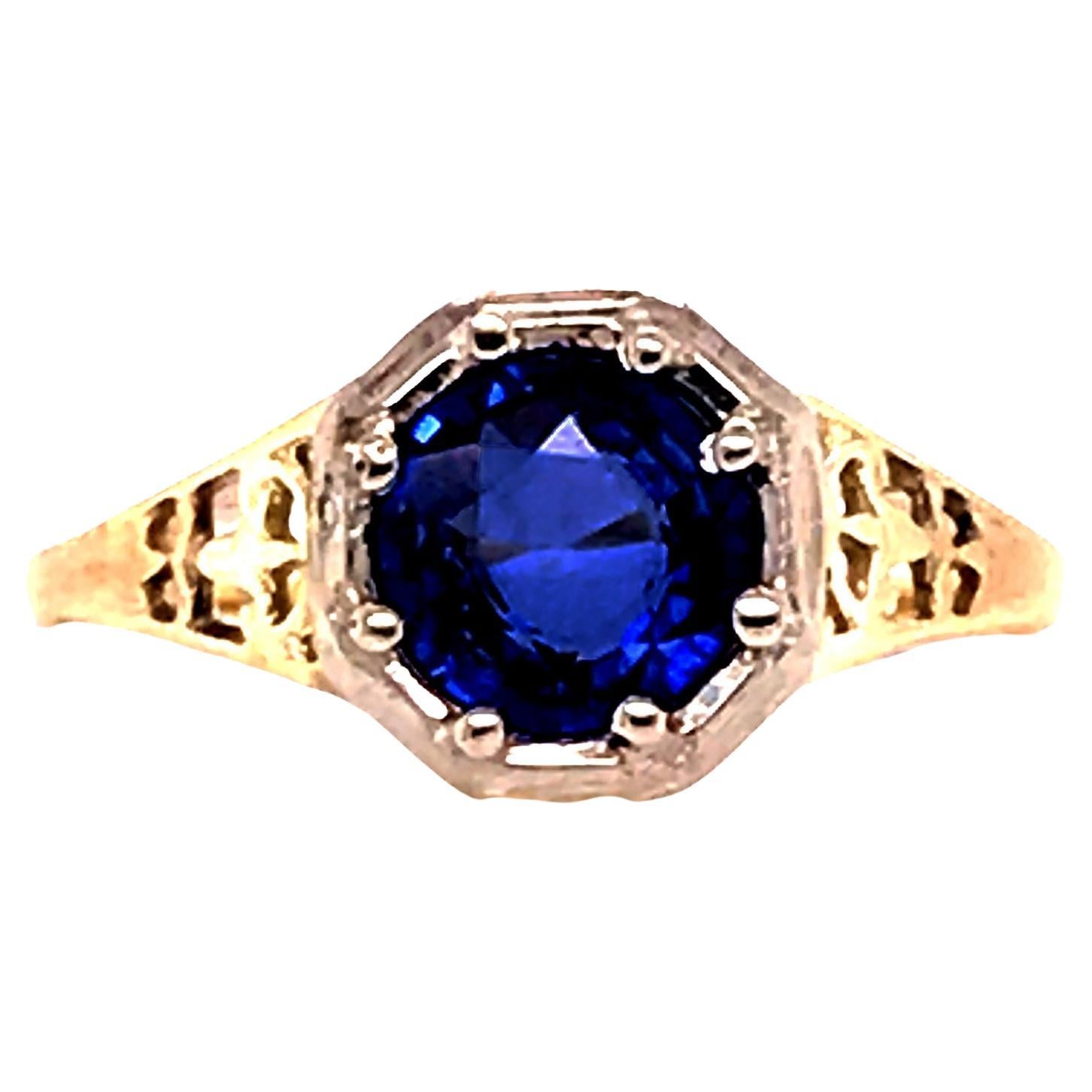 Art Deco Sapphire Solitaire Engagement Ring 1.15ct Original 1920s-1930s Antique For Sale