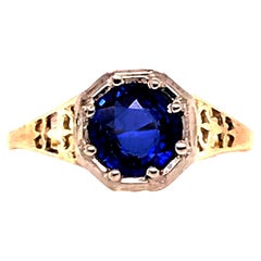 Anello di fidanzamento solitario con zaffiro Art Deco 1,15ct Originale degli anni '20-'30 Antico