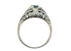 Art Deco Sapphire Solitaire Engagement Ring .65ct Original 1920s Antique 18K