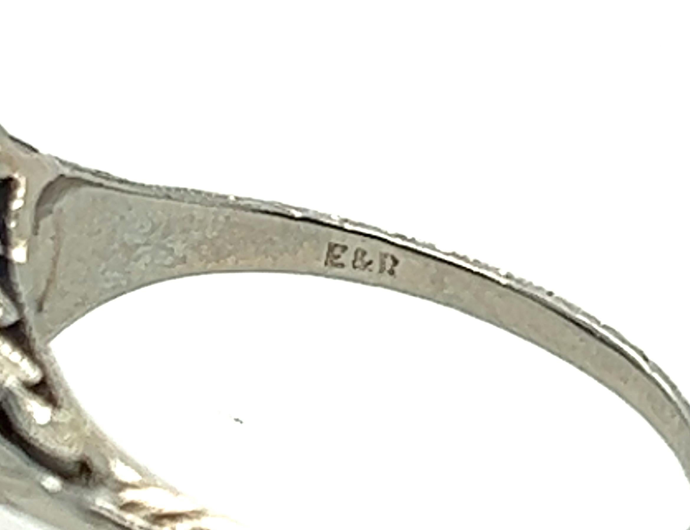 Round Cut Art Deco Sapphire Solitaire Engagement Ring .65ct Original 1920s Antique 18K For Sale