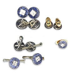 Boucheron 1925 Art Deco Sapphire, Square Cut Diamond Platinum Dress Set