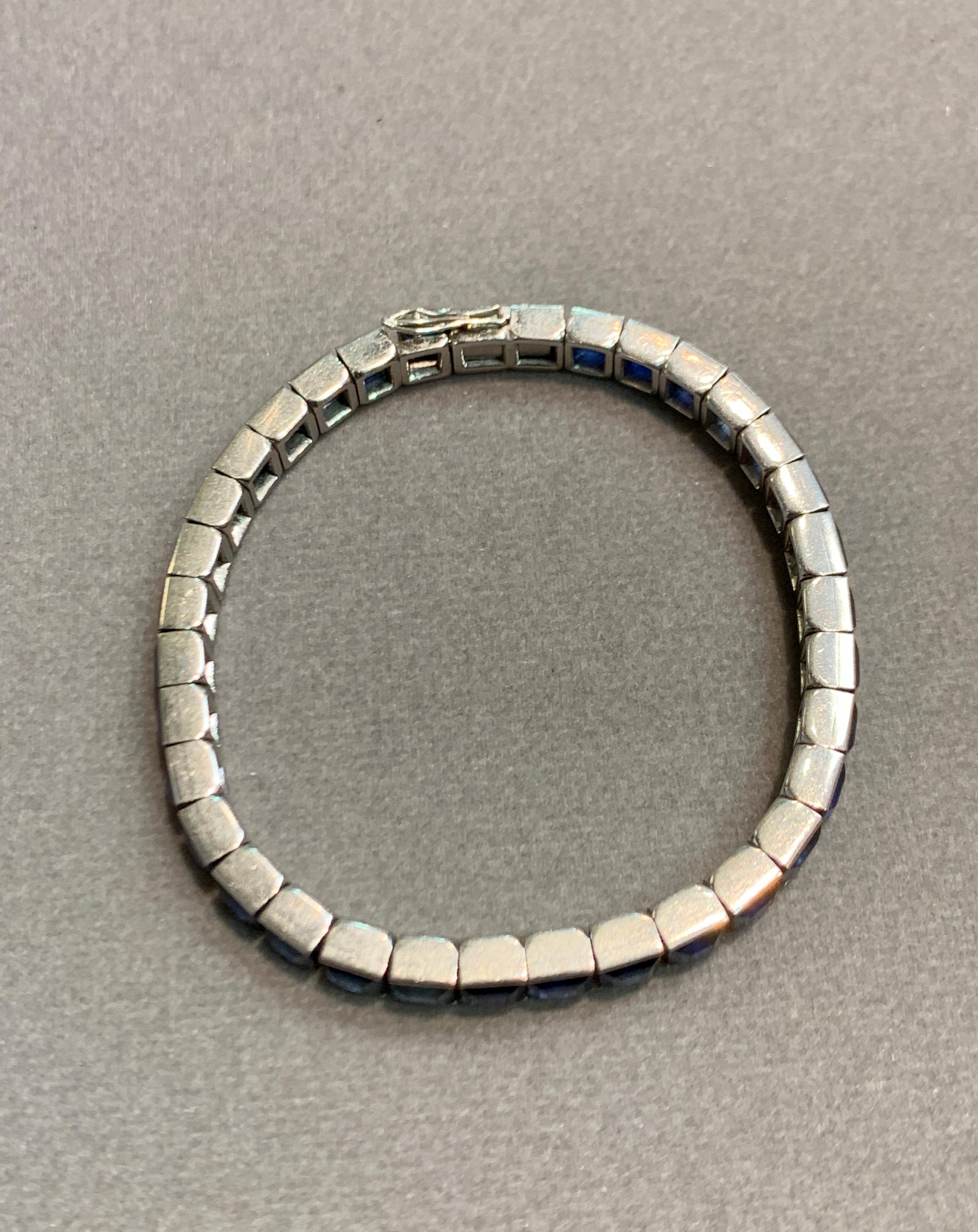Art Deco Sapphire Tennis Bracelet  For Sale 6