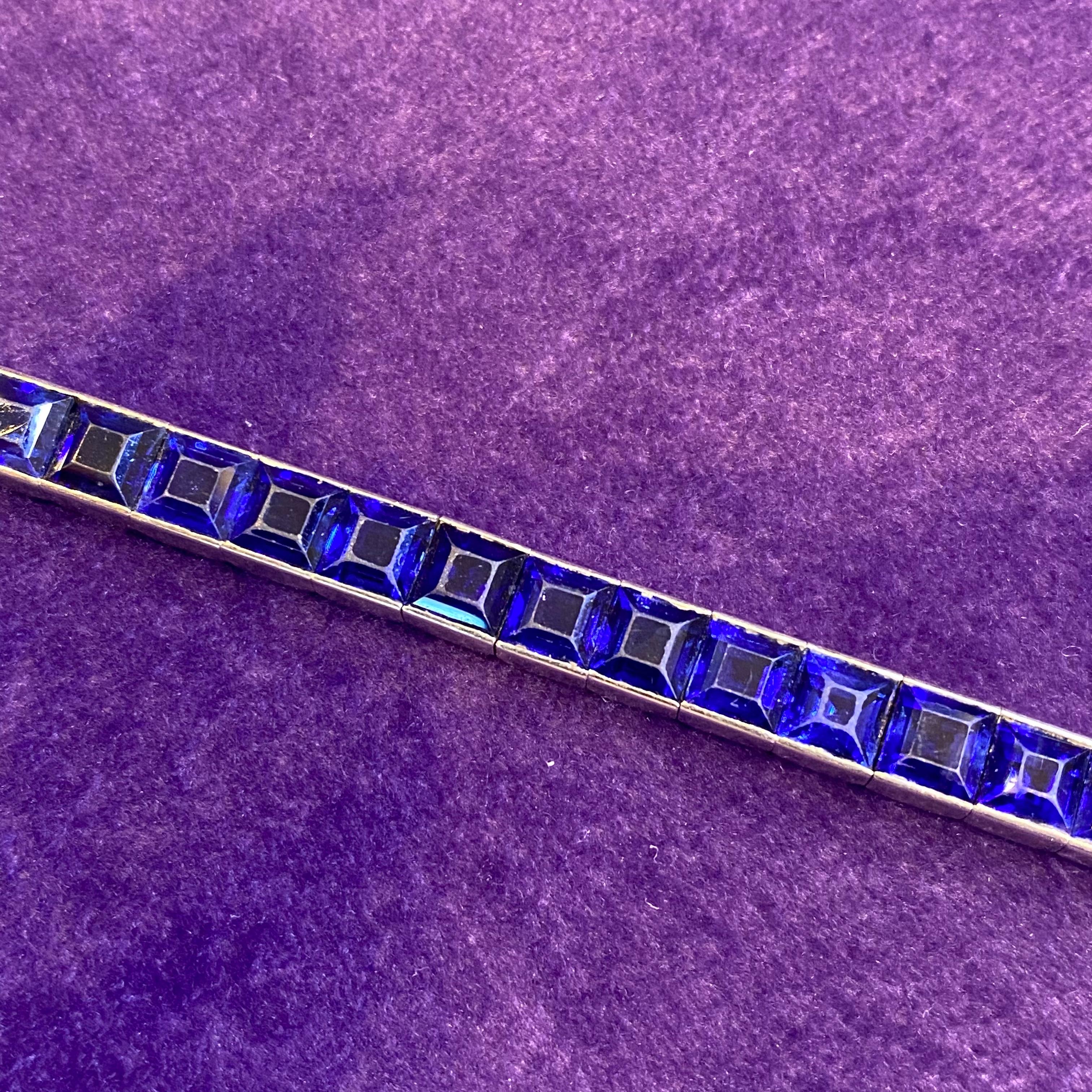 Art Deco Sapphire Tennis Bracelet  For Sale 3