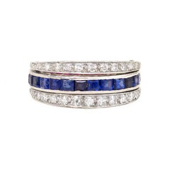 Art Deco Sapphire, Ruby, Diamond "Flip" Eternity Band