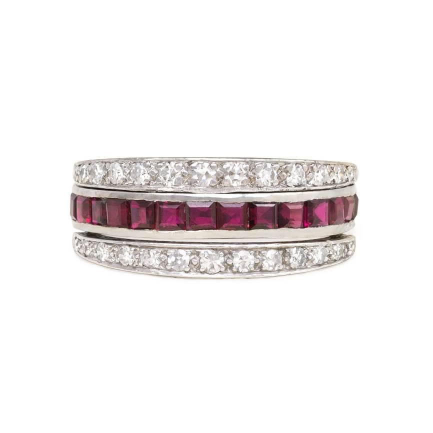 Art Deco Sapphire, Ruby, Diamond 