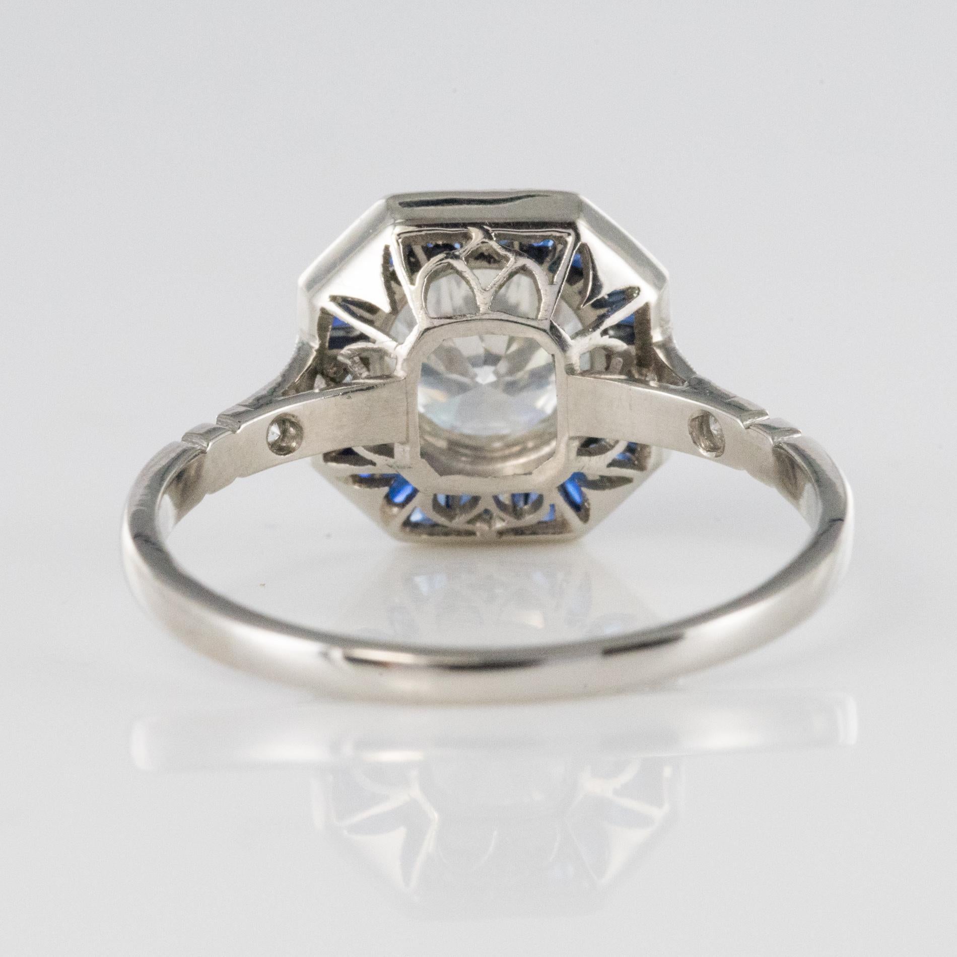 Art Deco Sapphires Diamonds Platinum Ring 5