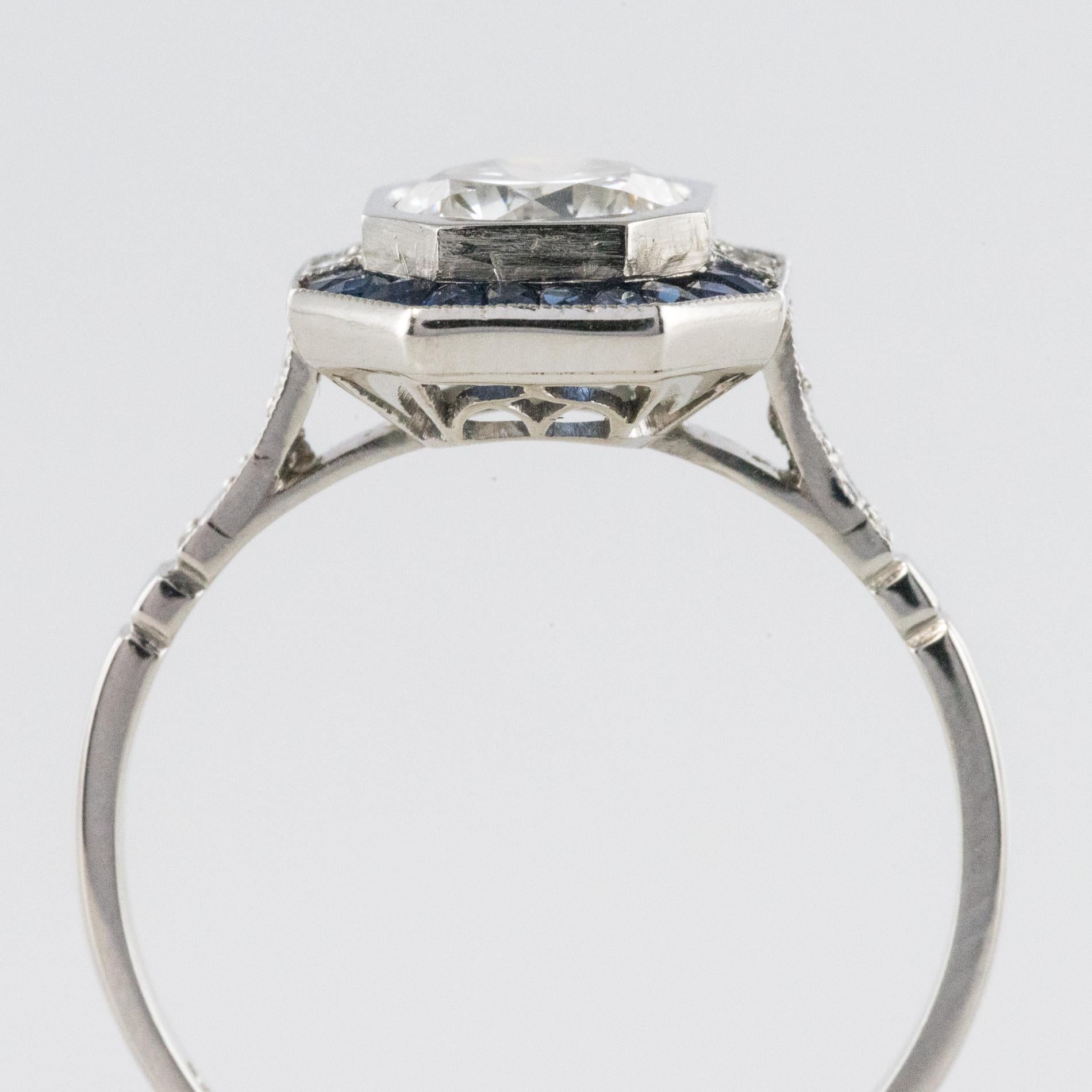 Art Deco Sapphires Diamonds Platinum Ring 4