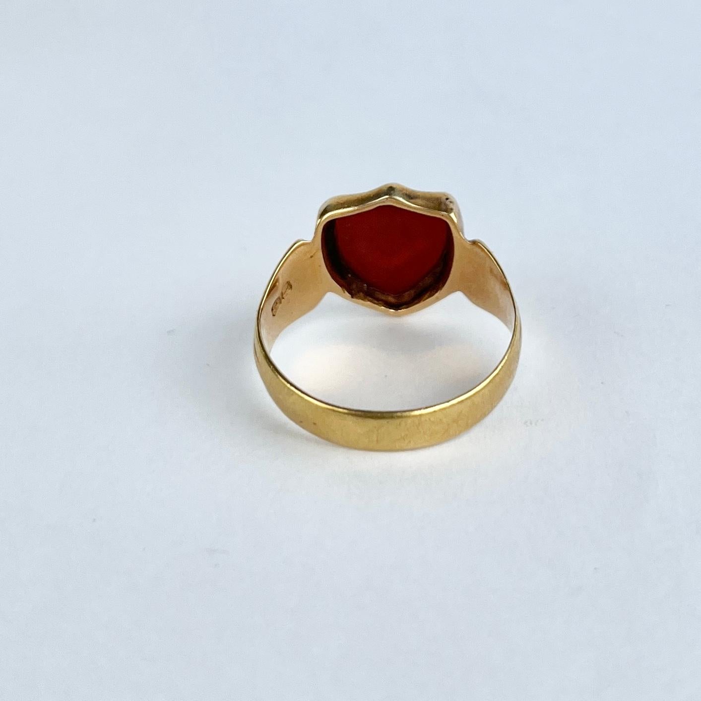 Art Deco Sardonyx 18 Carat Gold Masonic Signet Ring In Good Condition For Sale In Chipping Campden, GB
