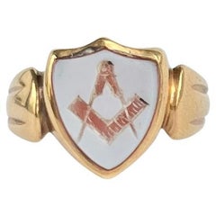 Anello massonico Art Deco con sardonice in oro 18 carati