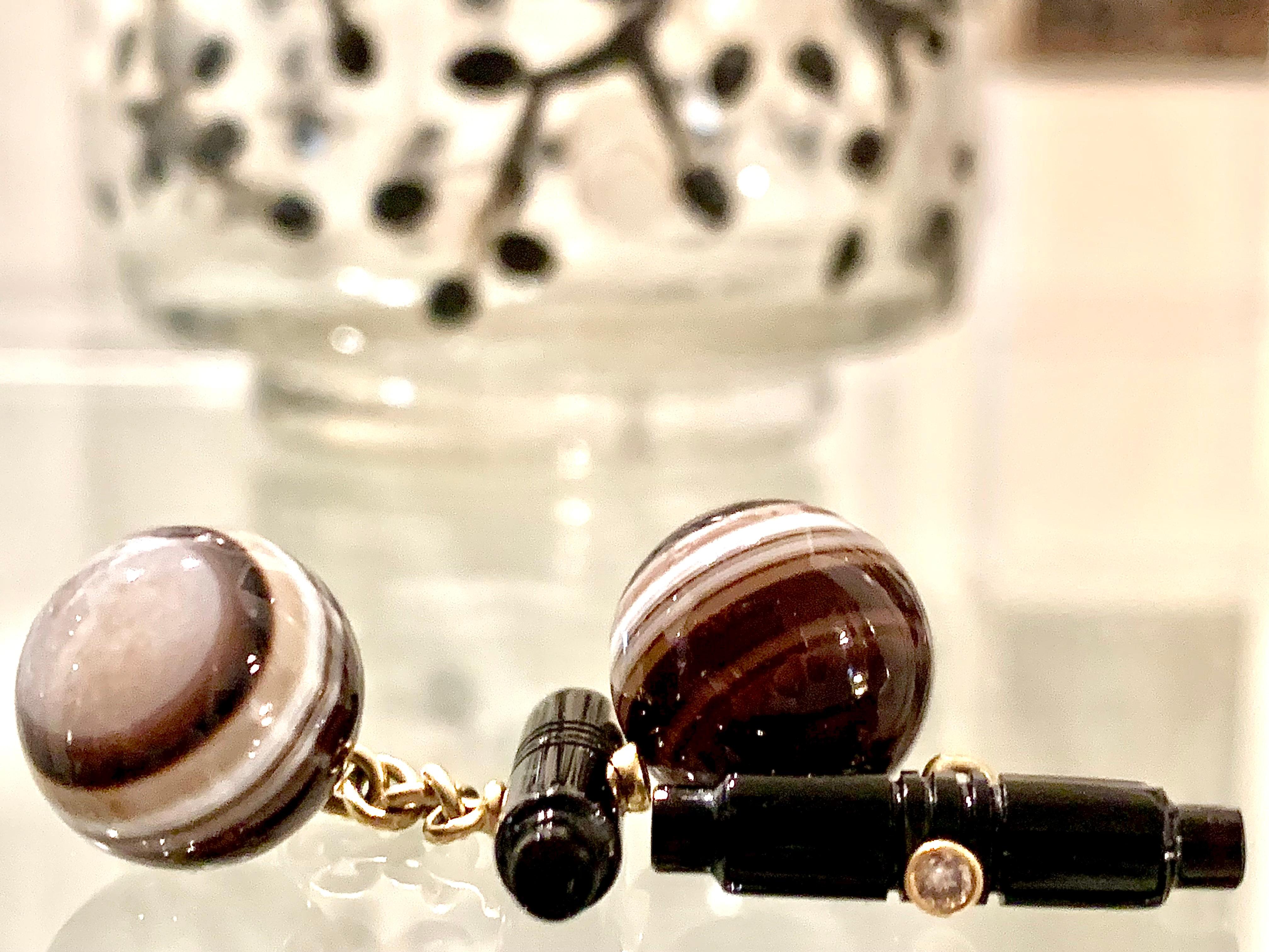 Manschettenknöpfe im Art déco-Stil, Sardonyx, Onyx, Achat, Diamant 18 Karat gegen das böse Auge  im Zustand „Hervorragend“ im Angebot in Munich, Bavaria