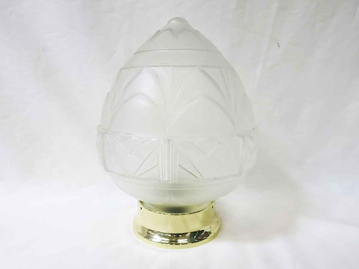 American Art Deco Satin Acorn Ceiling Glass Globe Pendant For Sale