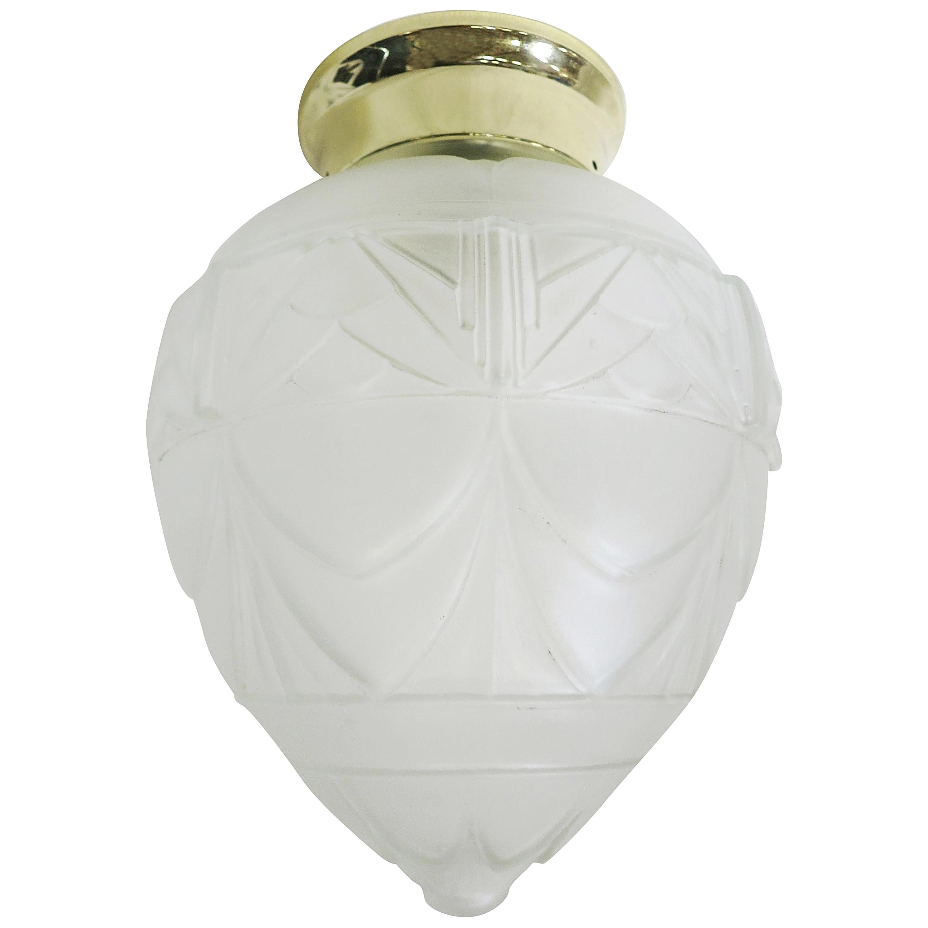 Art Deco Satin Acorn Ceiling Glass Globe Pendant