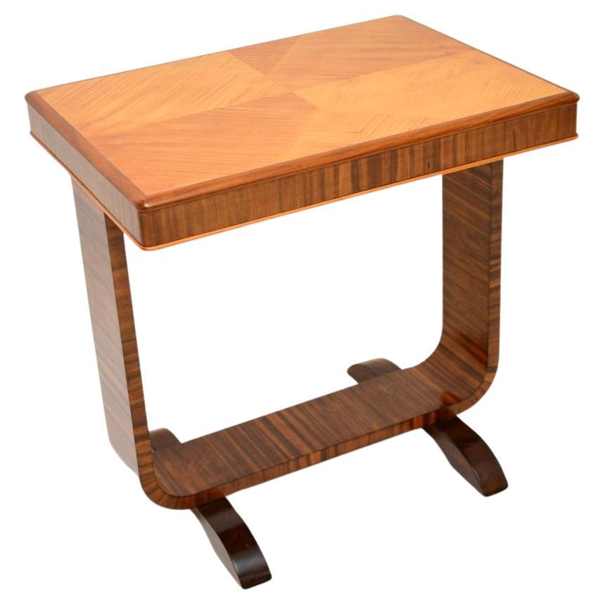 Art Deco Satin Birch and Walnut Occasional Side Table