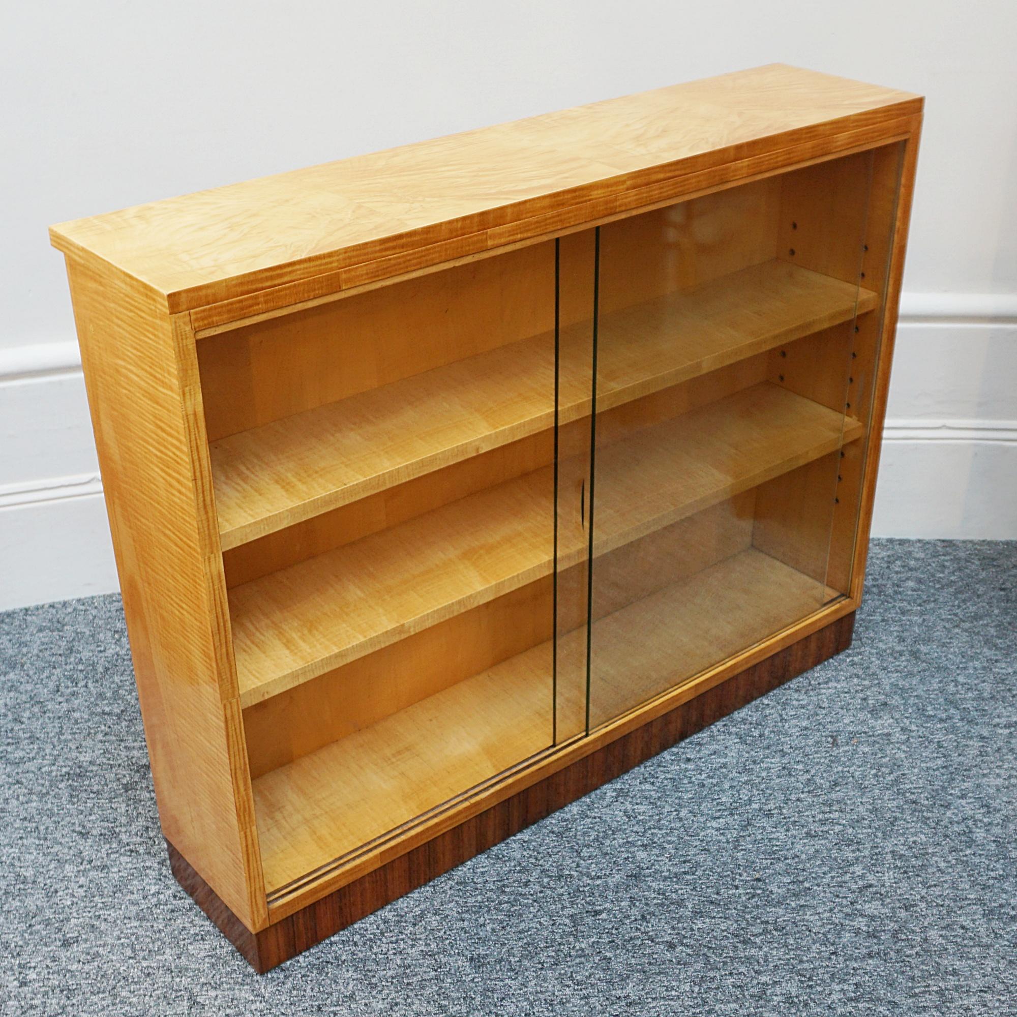 Early 20th Century Art Deco Satin Birch Veneered Bookcase by Heal's of London 
