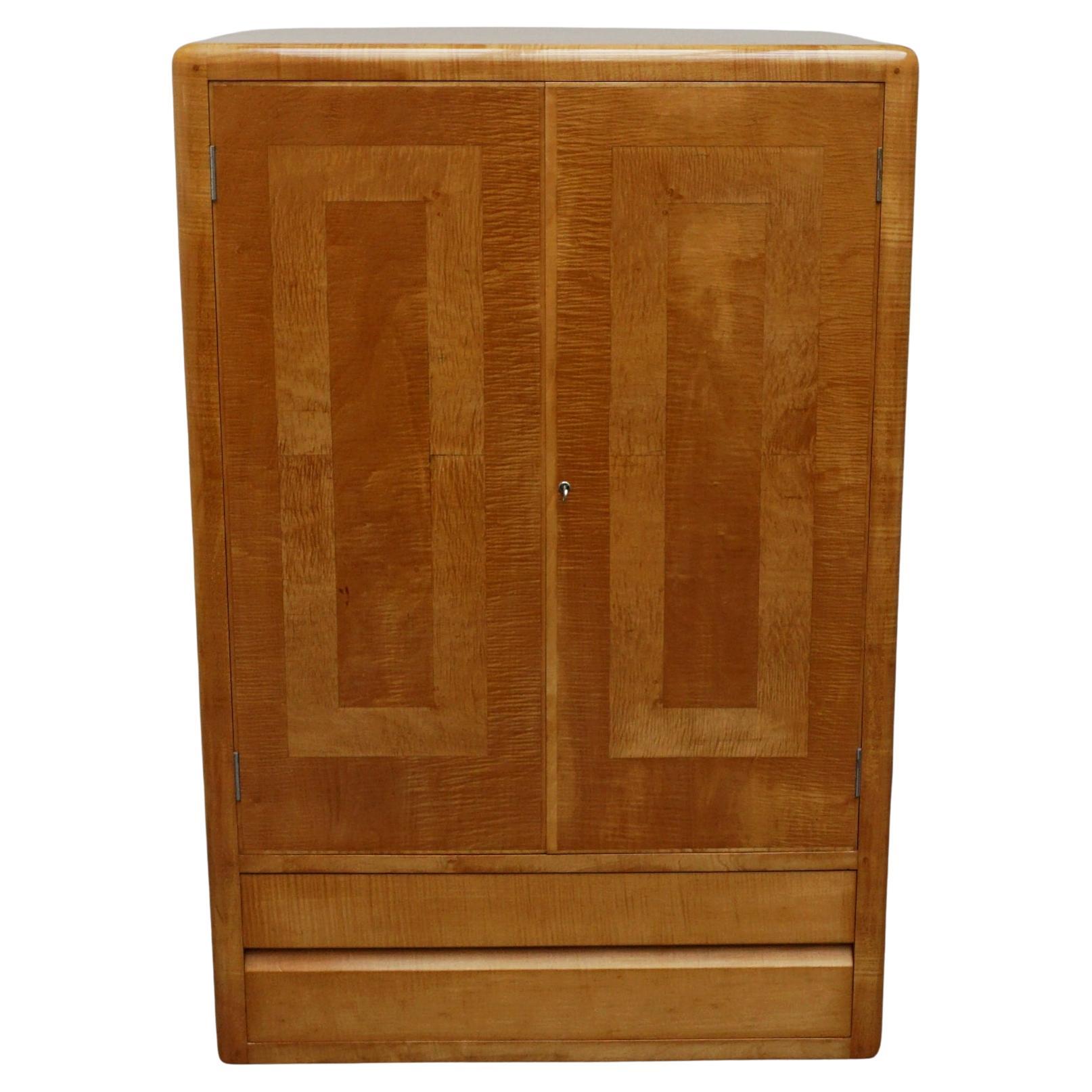 Art Deco Satin Birch Veneered Gentleman's Cabinet by Betty Joel  For Sale