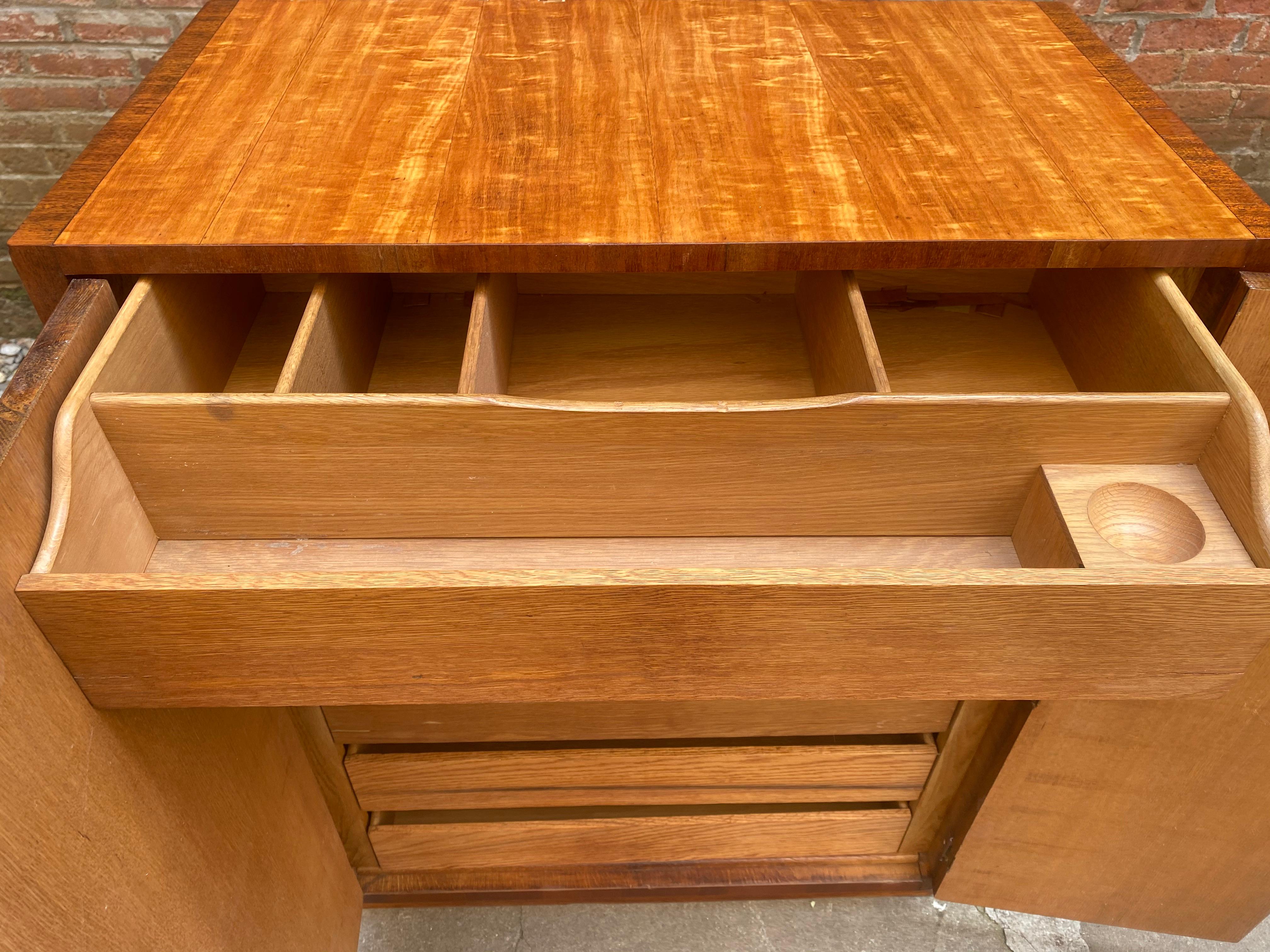 Art Deco Satinwood and Mahogany Six Drawer Dresser Cabinet 10
