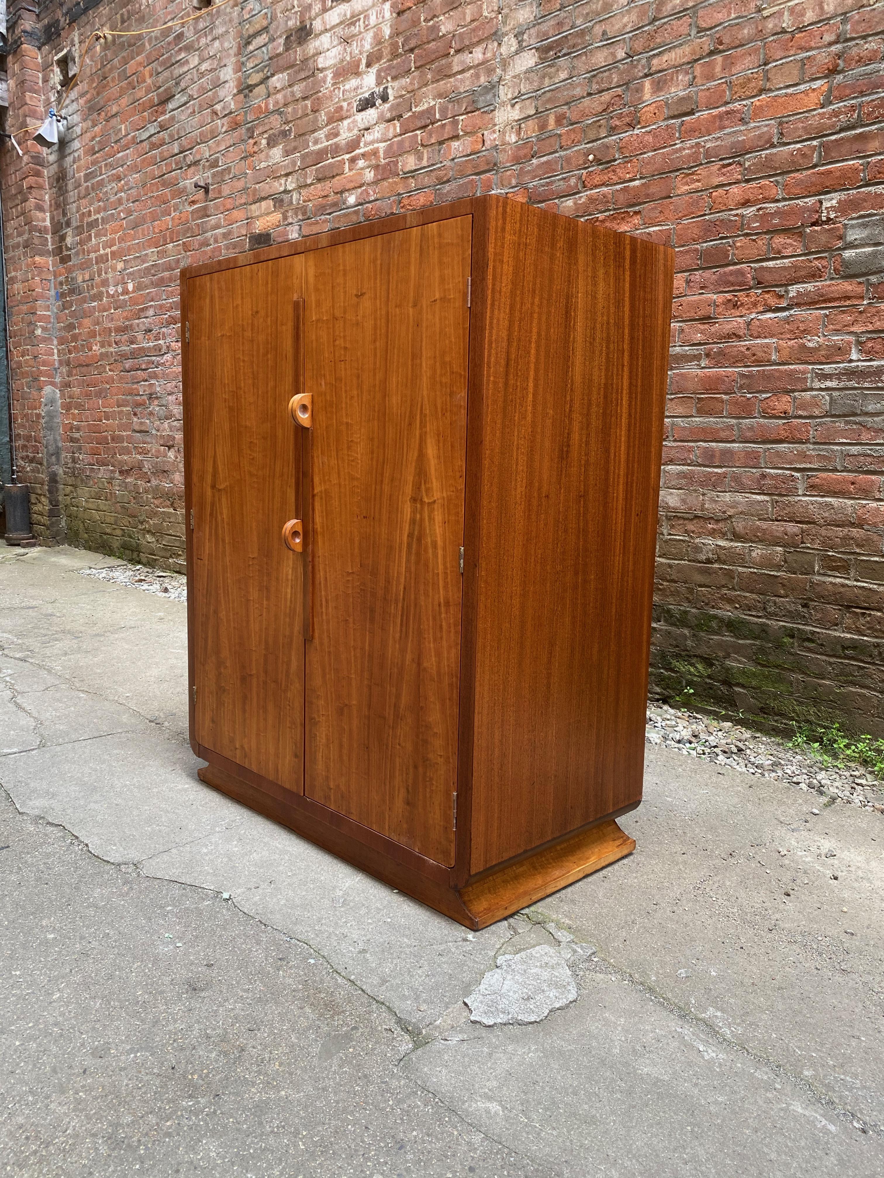 American Art Deco Satinwood and Mahogany Six Drawer Dresser Cabinet