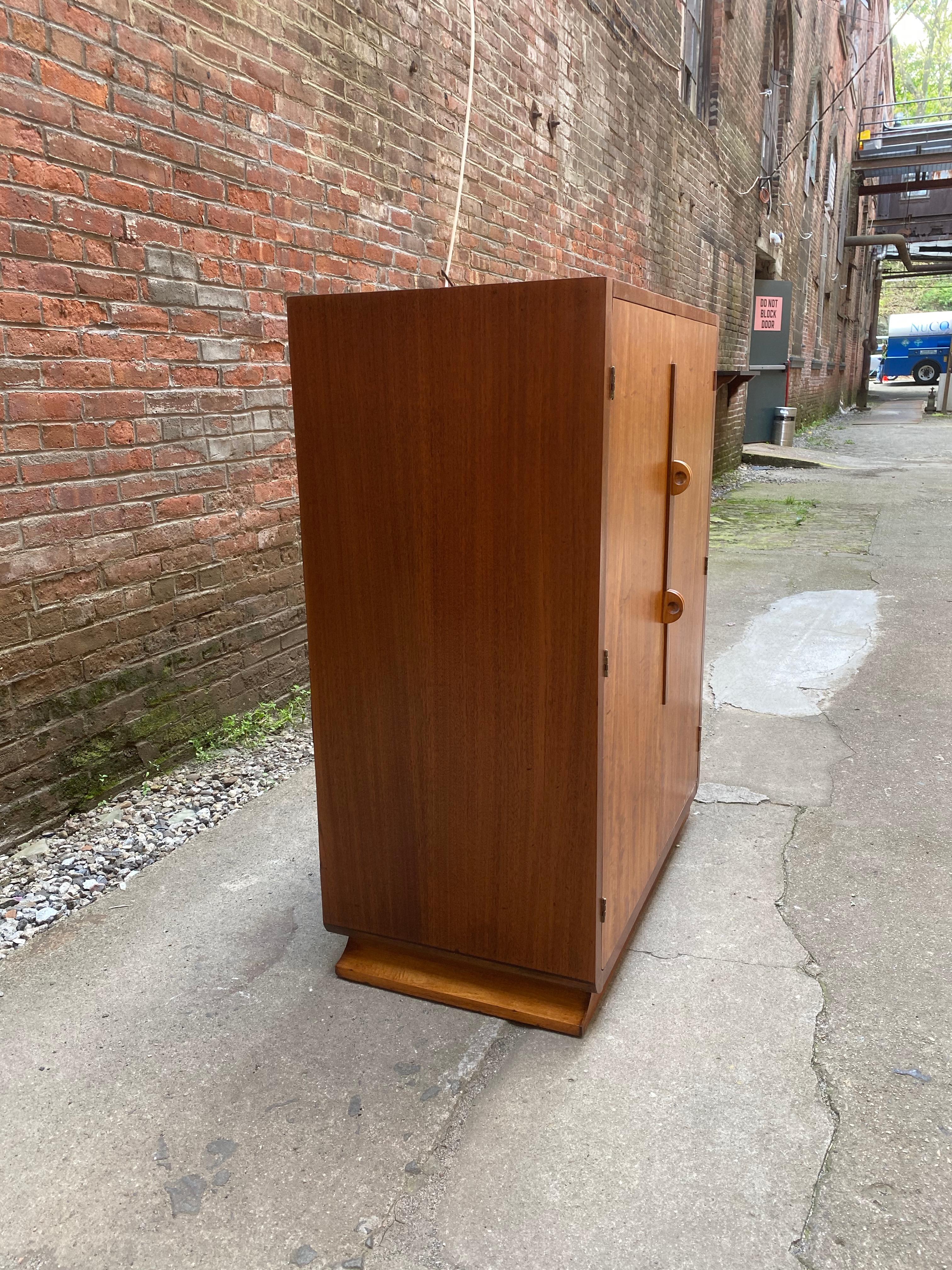Art Deco Satinwood and Mahogany Six Drawer Dresser Cabinet In Good Condition In Garnerville, NY