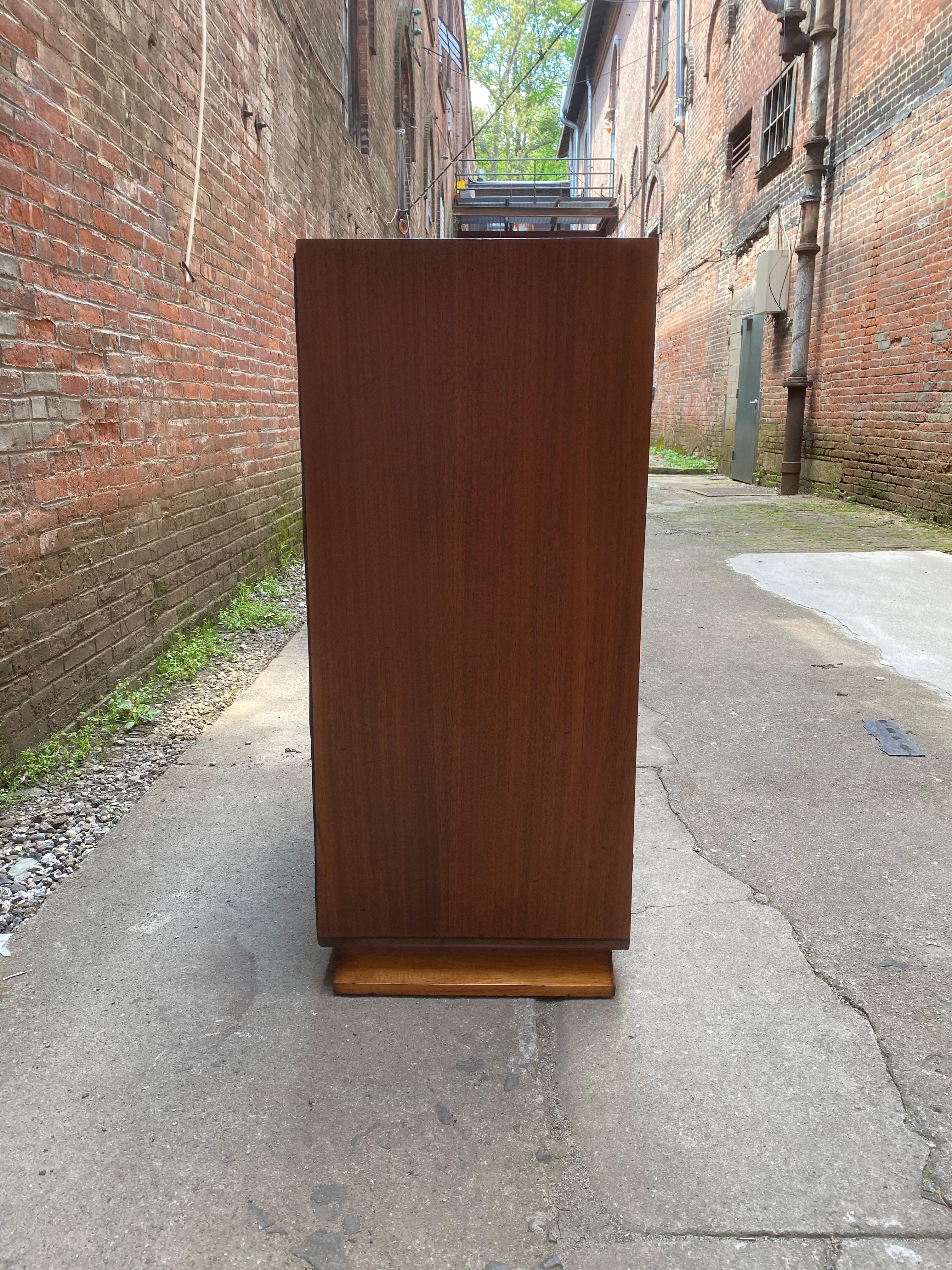 Mid-20th Century Art Deco Satinwood and Mahogany Six Drawer Dresser Cabinet