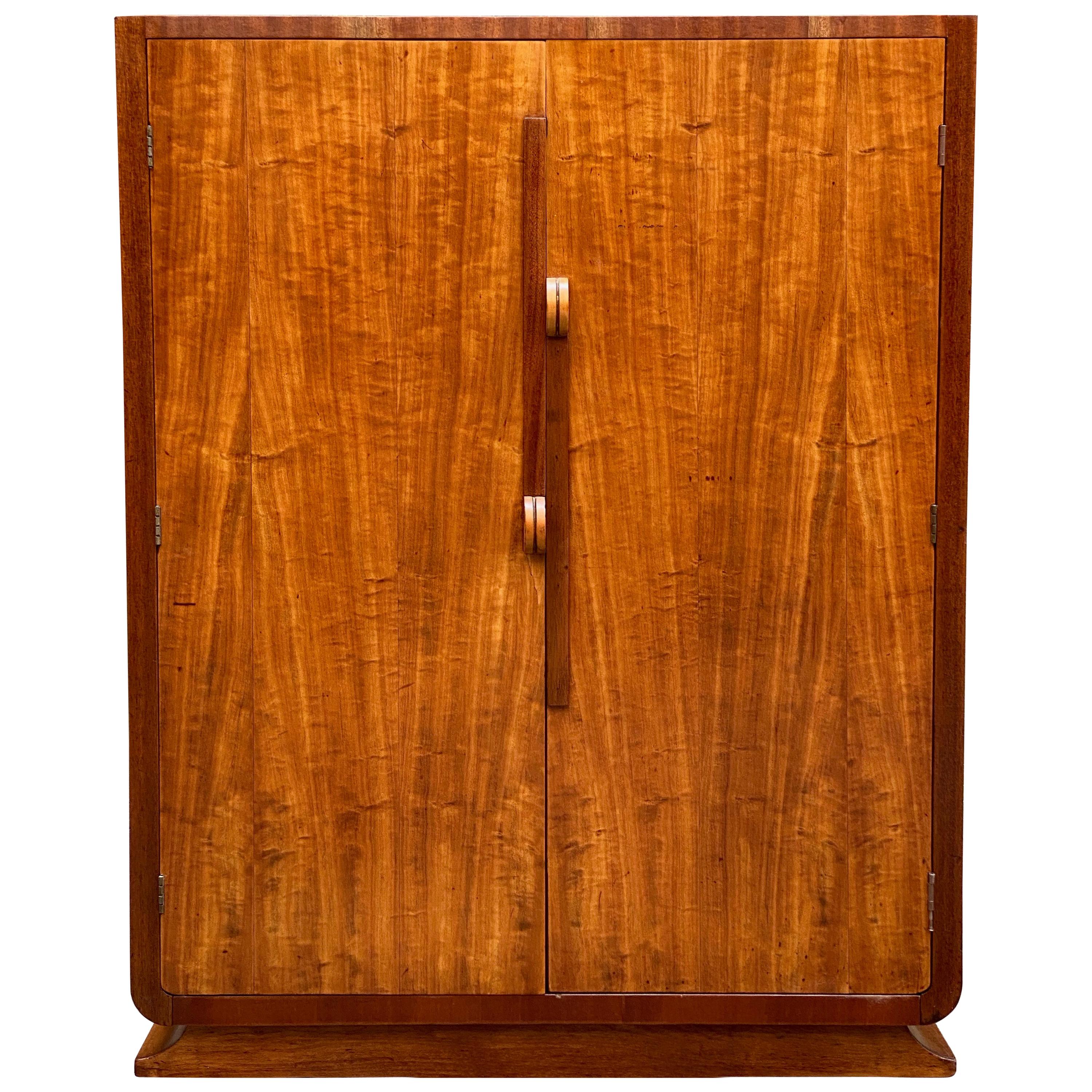 Art Deco Satinwood and Mahogany Six Drawer Dresser Cabinet