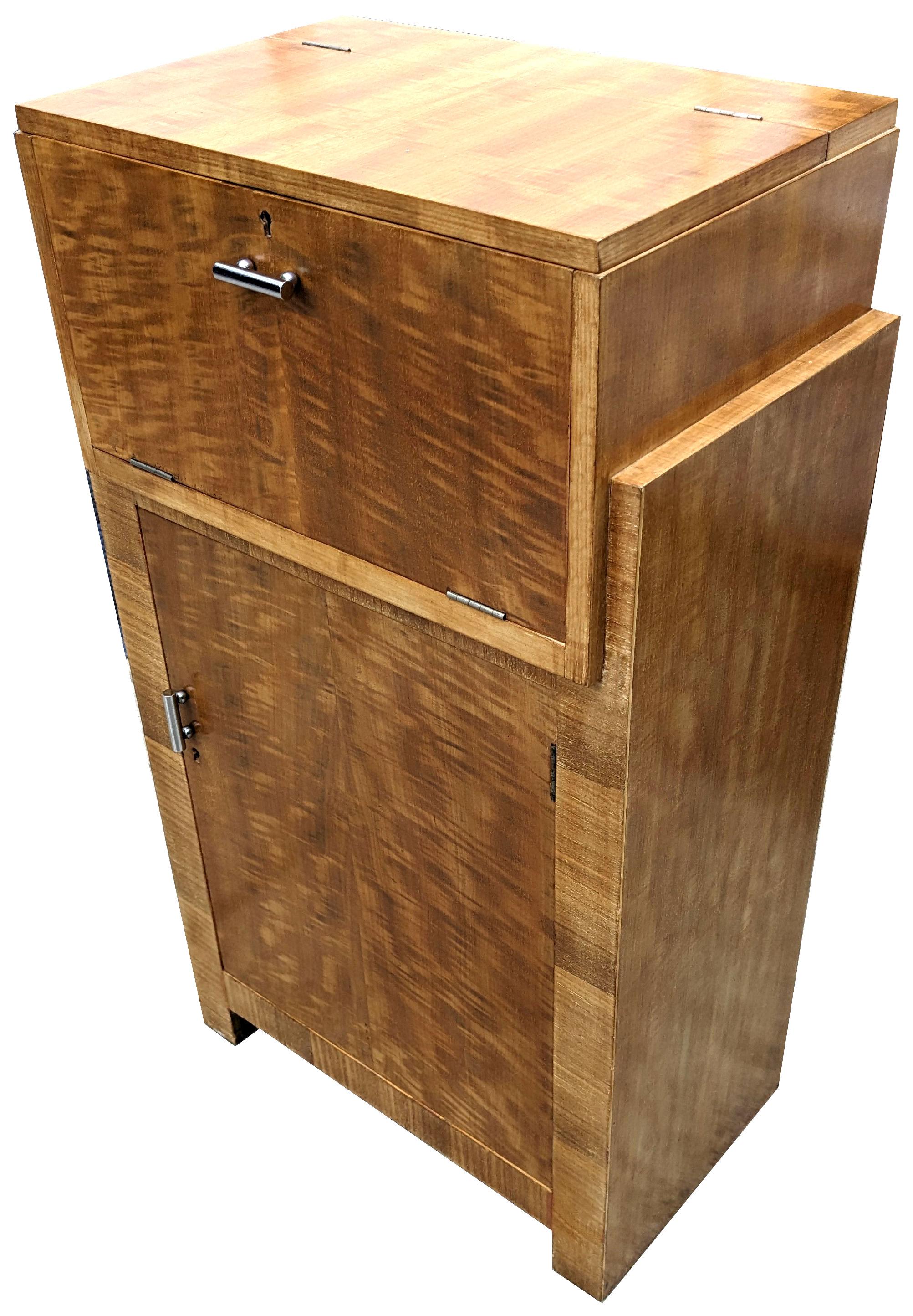 English Art Deco Satinwood Cocktail Cabinet, Dry Bar By Waring & Gillow, England, c1930 For Sale