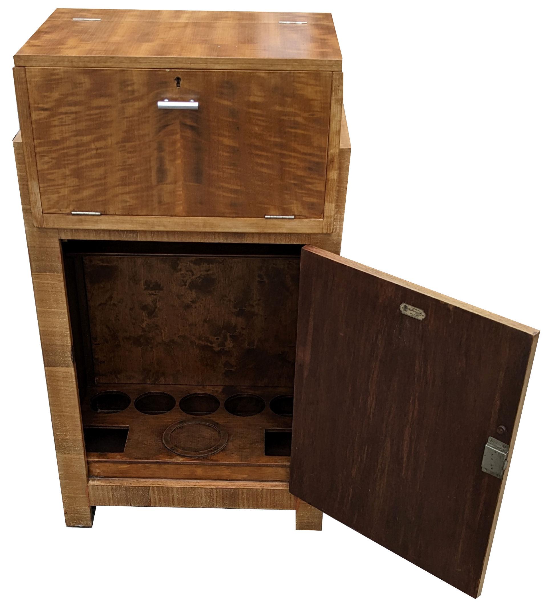 Art Deco Satinwood Cocktail Cabinet, Dry Bar By Waring & Gillow, England, c1930 For Sale 3