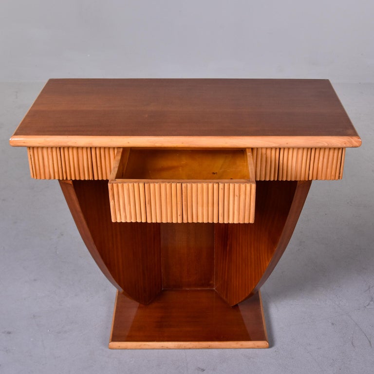 Art Deco Satinwood Console with Blond Reeded Detailing For Sale