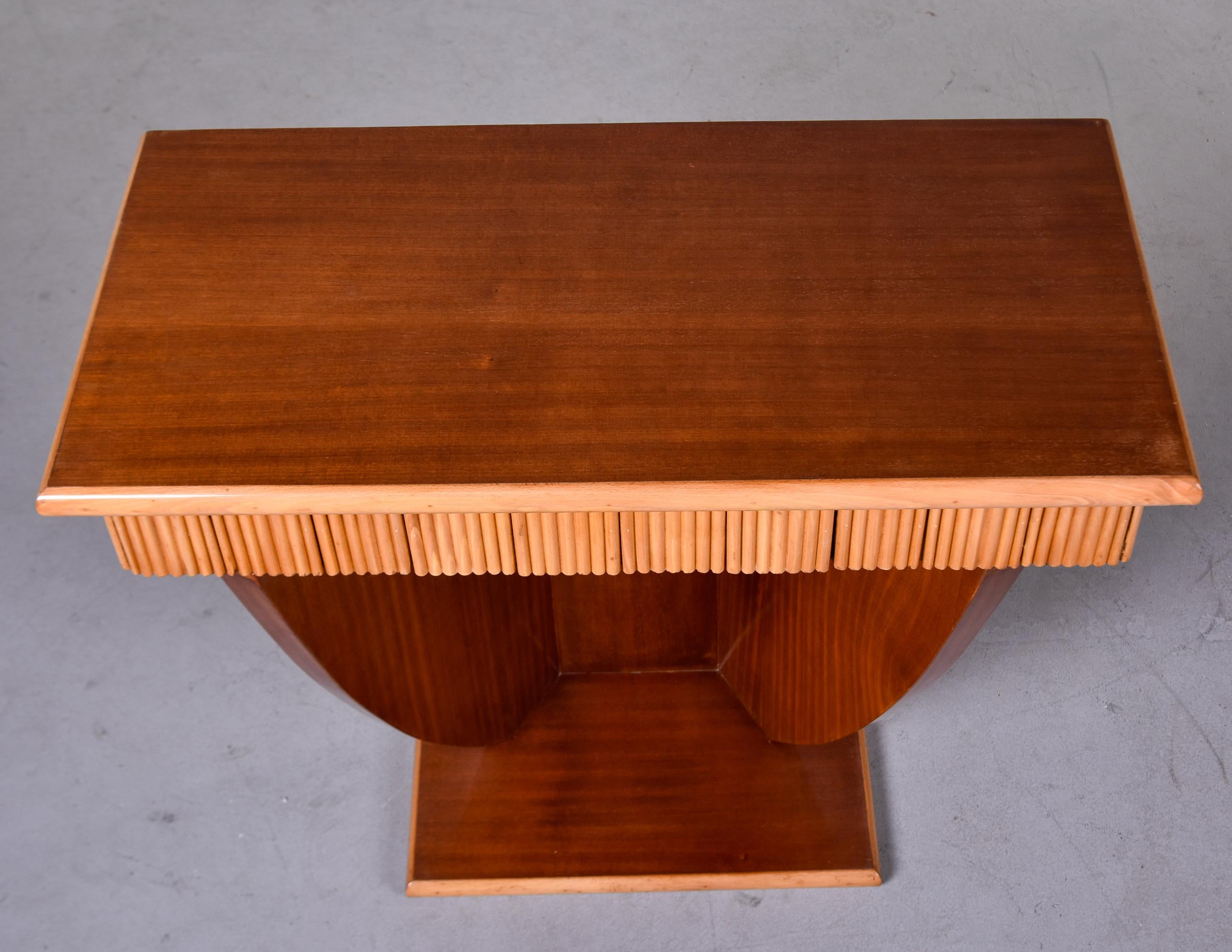 Art Deco Satinwood Console with Blond Reeded Detailing In Good Condition In Troy, MI