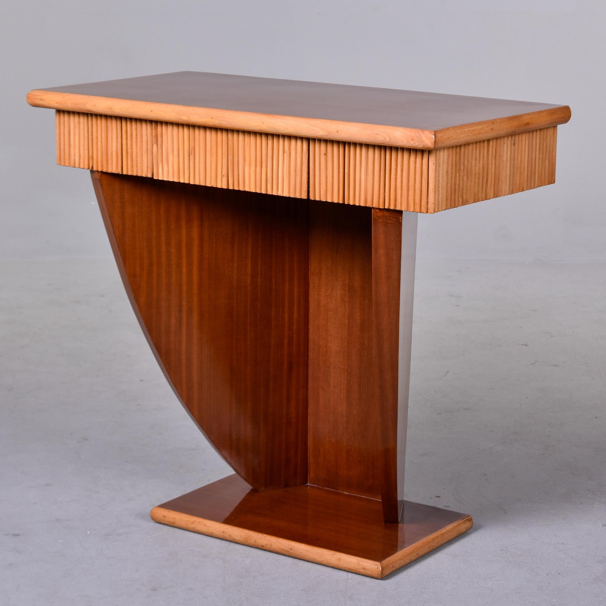 Wood Art Deco Satinwood Console with Blond Reeded Detailing