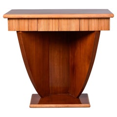 Art Deco Satinwood Console with Blond Reeded Detailing