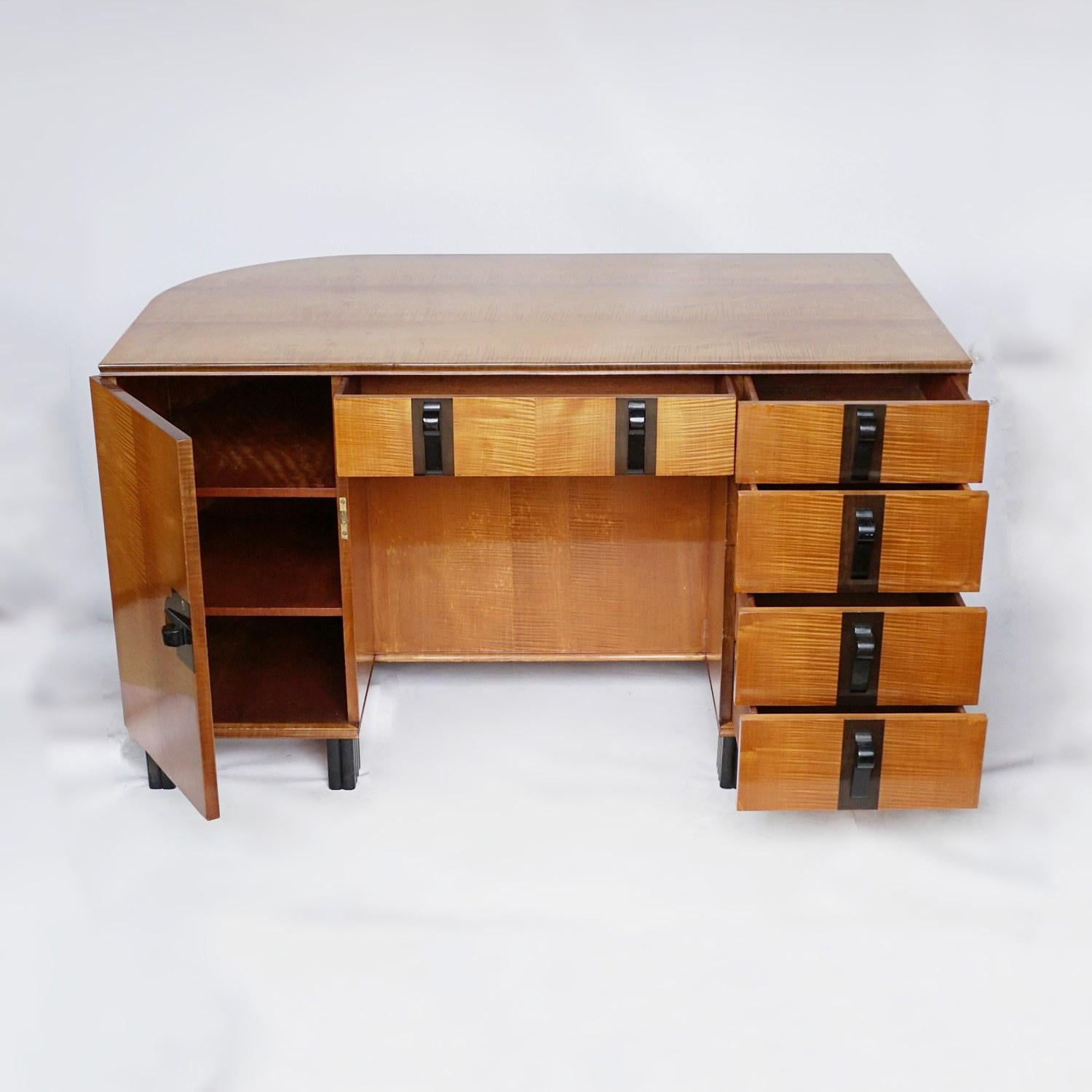 Mid-20th Century Art Deco Satinwood Desk by Maurice Adams