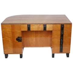 Vintage Art Deco Satinwood Desk by Maurice Adams