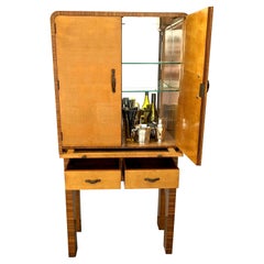 Art Deco Satinwood High End Cocktail Cabinet By Epstein Brothers, c1930