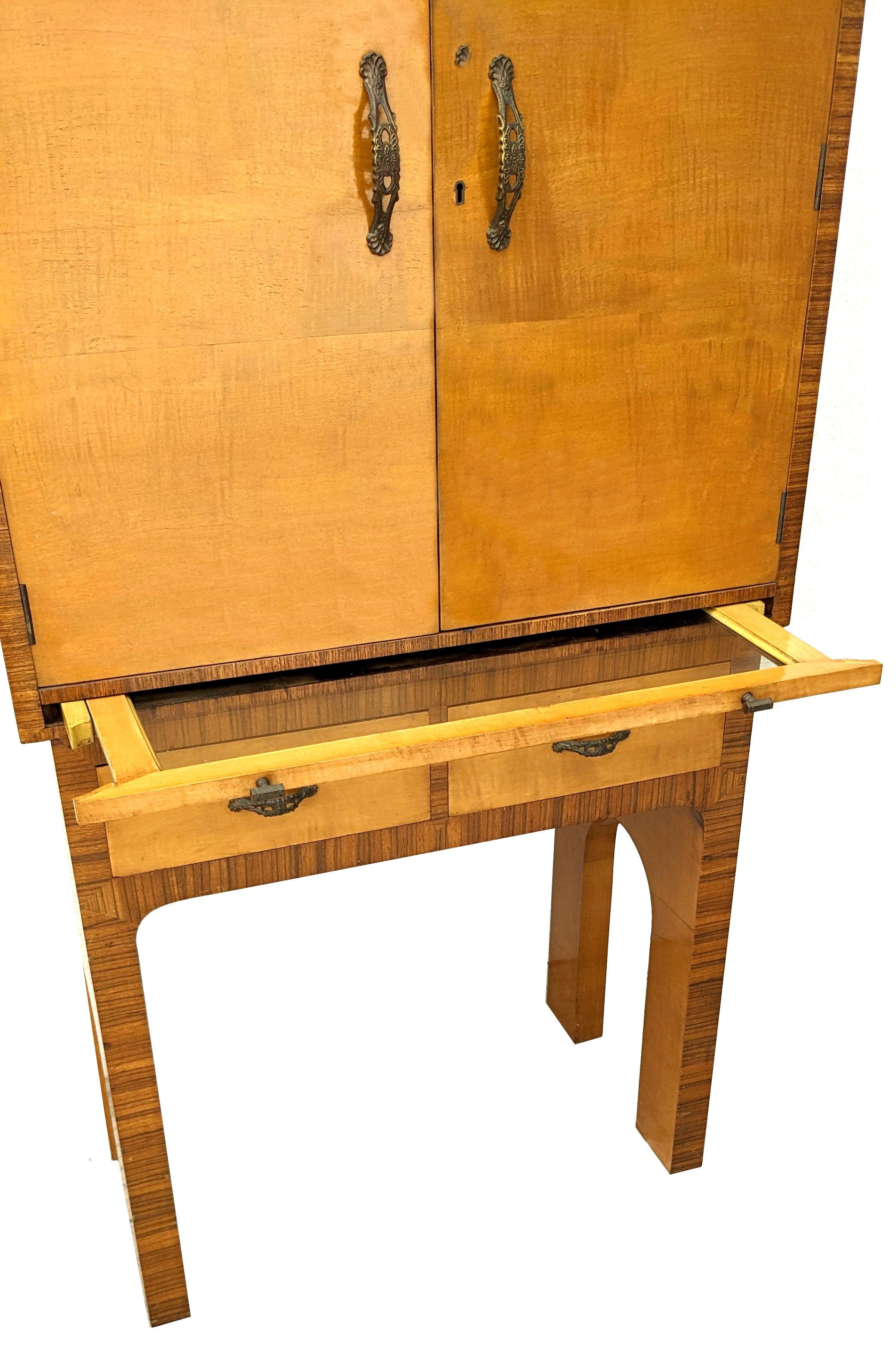Art Deco Satinwood High End Cocktail Cabinet By Epstein Brothers, c1930 For Sale 1