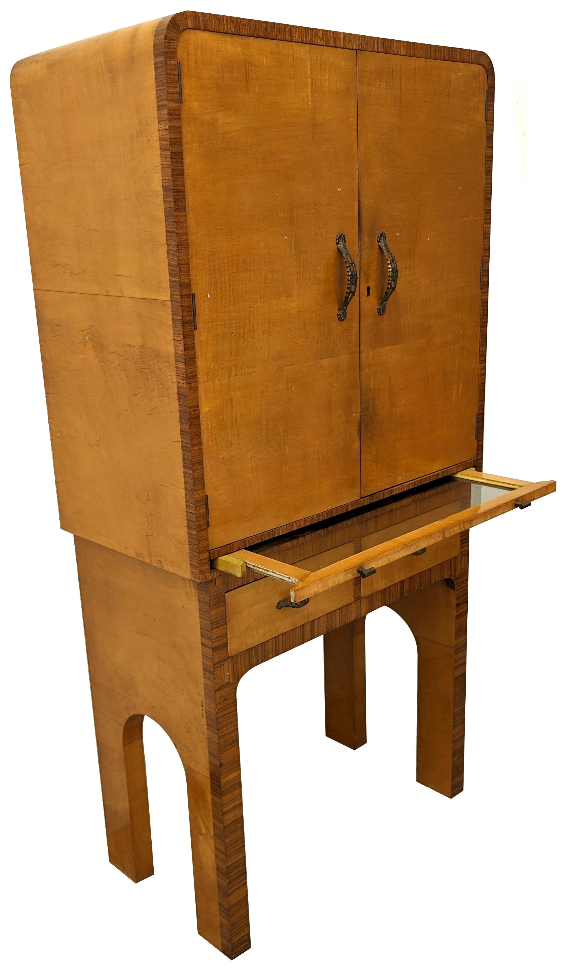 Art Deco Satinwood High End Cocktail Cabinet By Epstein Brothers, c1930 For Sale 2